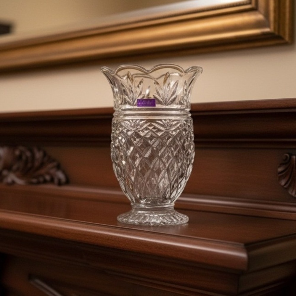 Waterford Marquis Lead Crystal Welcome Vase Taper Candle Holder 8" Czech *